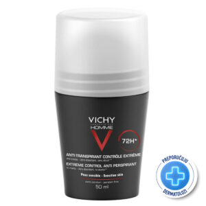 VICHY HOMME Antiperspirant roll-on za zaštitu od znojenja do 72h, bez alkohola, ne ostavlja tragove, 50 ml