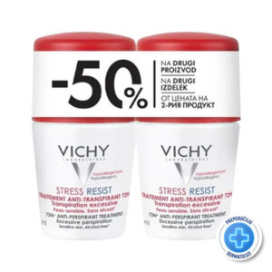 VICHY DÉODORANT Stress resist roll-on dezodorans za regulacju prekomernog znojenja 72h, 2x50 ml