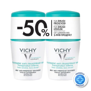VICHY DÉODORANT Roll-on dezodorans za regulaciju prekomernog znojenja 48h, 2x50 ml