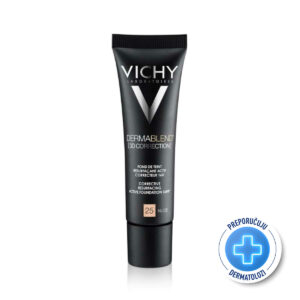 VICHY DERMABLEND 3D CORRECTION SPF 25 Korektivni puder za masnu kožu sklonu aknama s visokim stepenom prekrivanja, 30 ml, 25 Nude