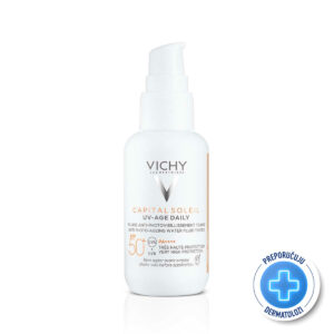 VICHY CAPITAL SOLEIL UV-AGE DAILY Tonirani vodeni fluid za zaštitu od sunca protiv znakova fotostarenja - bore, tamne fleke, 40 ml