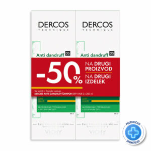 VICHY DERCOS AD Šampon protiv peruti za suvu kosu, 2x200 ml