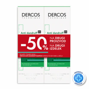 VICHY DERCOS AD Šampon protiv peruti za normalnu do masnu kosu, 2x200 ml