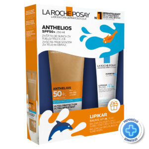 La Roche-Posay ANTHELIOS Hidratantni losion za zaštitu od sunca za lice i telo SPF50+, 250 ml + LIPIKAR BAUME AP+M Balzam protiv iritacije i svraba koji vrača lipide i trenutno umiruje kožu, 75 ml