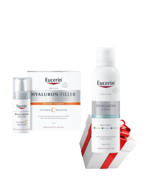 Eucerin Hyaluron-Filler serum sa vitaminom C + Eucerin Hyaluron Hidratantni sprej za lice, 150 ml POKLON