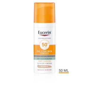Eucerin Oil Control Tonirani Gel-krem za zaštitu masne kože od sunca SPF 50+ Tamni