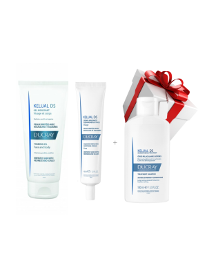 Ducray Kelual DS gel za čišćenje protiv perutanja 200ml+ Ducray Kelual DS umirujuca krema 40ml +Ducray Kelual DS Intensive šampon protiv peruti 100ml POKLON