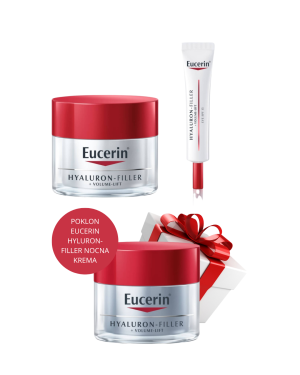 Eucerin Hyaluron-Filler dnevna krema + Volume-Lift Krema za područje oko očiju SPF15 15ml + POKLON Eucerin Hyaluron-Filler + Volume-Lift Noćna krema 50ml